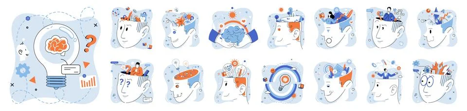 Abstract thinking. Concentration and focus are crucial for engaging in deep 스톡 일러스트