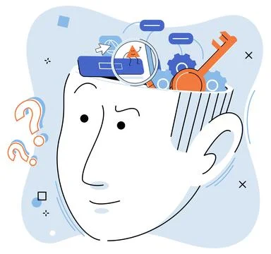 Abstract thinking. Intellectual curiosity drives us to seek knowledge and engage Stock Illustration