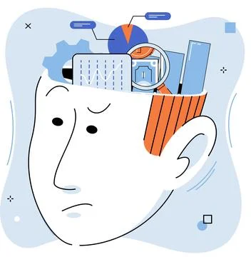 Abstract thinking. Vector illustration. The abstract thinking metaphor helps  Illustrazione stock