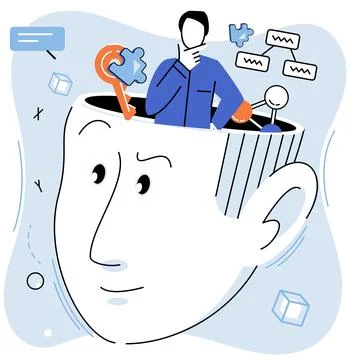 Abstract thinking. Vector illustration. Emotional intelligence plays role in  Illustrazione stock