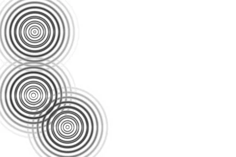 Abstract three black circle sound waves oscillating on white background Stock Illustration