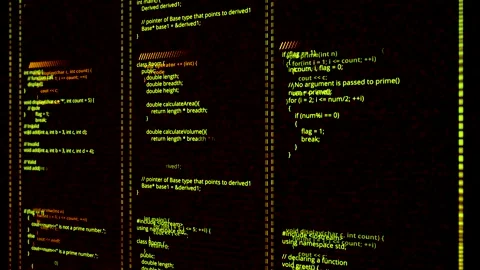 Abstract three columns with coding programs on black background, seamless loop Stock Footage 150215739