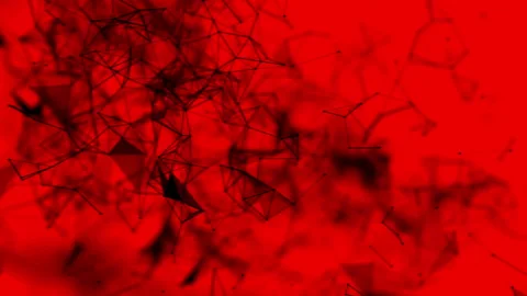 Abstract three-dimensional background from black moving particles on a red backg Stock-Footage 119789388