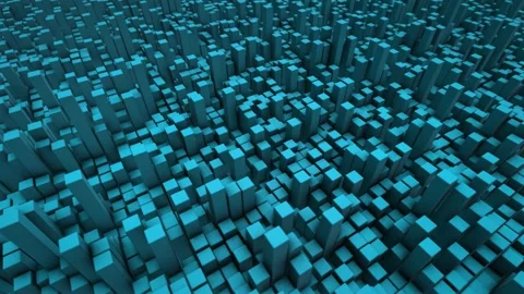 Abstract three-dimensional background with field of blue blocks Stock Footage 264814180
