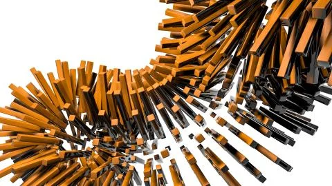 Abstract three-dimensional background of orange rectangles. 3d render Ilustración de archivo