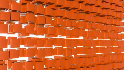 Abstract three-dimensional background of orange rectangles. 3d render Stock Illustration