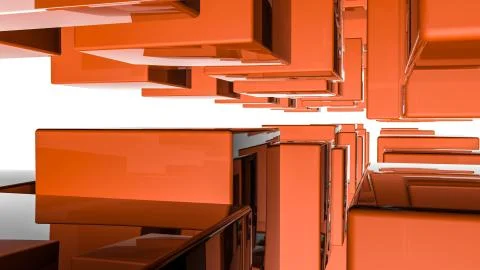 Abstract three-dimensional background of orange rectangles. 3d render Ilustración de archivo