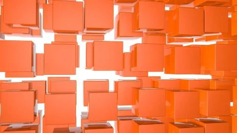 Abstract three-dimensional background of orange rectangles. 3d render Stock Illustration