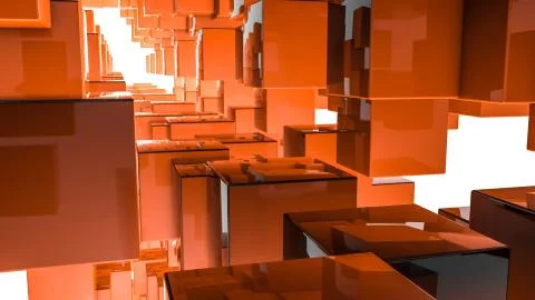 Abstract three-dimensional background of orange rectangles. 3d render Ilustración de archivo