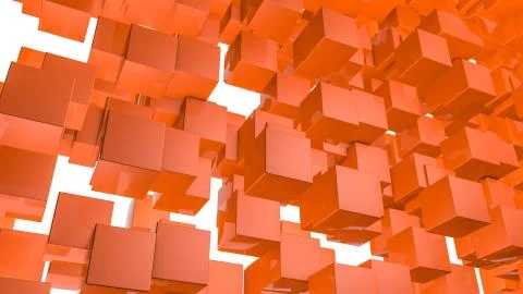 Abstract three-dimensional background of orange rectangles. 3d render Stock Illustration