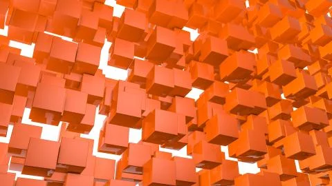 Abstract three-dimensional background of orange rectangles. 3d render Stock Illustration