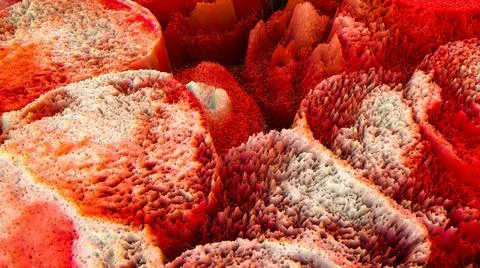 Abstract three-dimensional background texture of red color. 3d render illustr Illustrazione stock