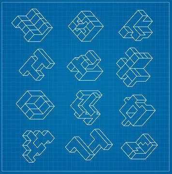 Abstract three-dimensional cube Stock Illustration
