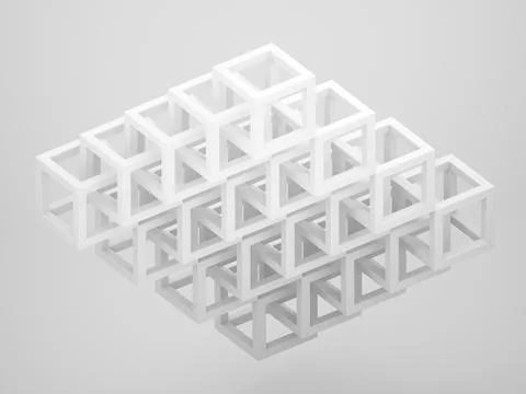 Abstract three dimensional cubical structure over light gray background イラスト素材