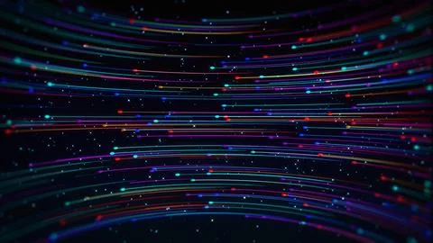 Abstract Three Dimensional Curved Particle Trails Across Deep Space 스톡 일러스트