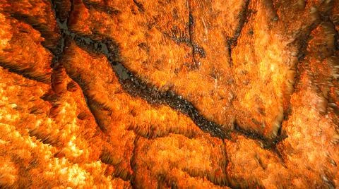 Abstract three-dimensional dark orange fiery background. 3d render illustrati Stock Illustration