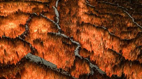 Abstract three-dimensional dark orange fiery background. 3d render illustrati Illustrazione stock
