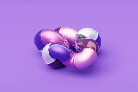 Abstract three-dimensional figure changing geometric shapes and bending in an Stock Photos