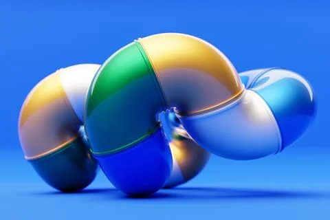 Abstract three-dimensional figure changing geometric shapes and bending in an Stock Photos