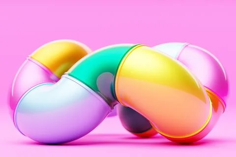 Abstract three-dimensional figure changing geometric shapes and bending in an Stock Photos