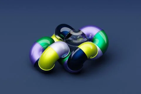 Abstract three-dimensional figure changing geometric shapes and bending in an 스톡 사진