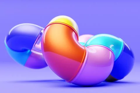 Abstract three-dimensional figure changing geometric shapes and bending in an 스톡 사진