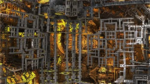 Abstract three-dimensional fractal Stock Illustration