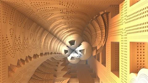 Abstract three-dimensional fractal like a strange geometric construction イラスト素材