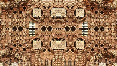 Abstract three-dimensional fractal like a strange repetitive geometric pattern 库存插图