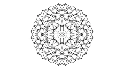 Abstract three-dimensional kaleidoscope background. the black grille is deformed Stock Footage 94728979