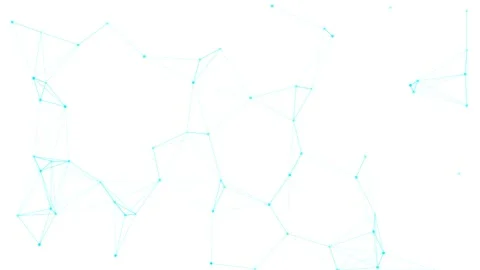 Abstract three-dimensional light blue connected dots moving randomly on white Stock Footage 148463217