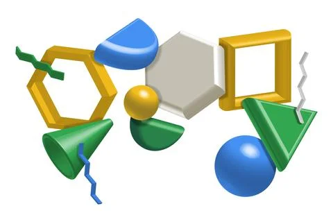 Abstract three-dimensional shapes on a white background. 3D geometric shape.. Stock Illustration