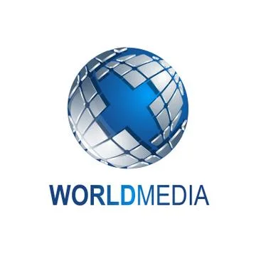 Abstract three dimensional shapes World Media globe logo template vector illu 스톡 일러스트