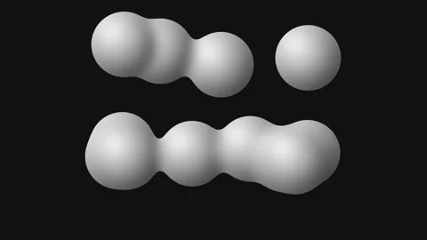 Abstract three dimensional white spheres merging on a solid black background Vídeos de archivo 336262432