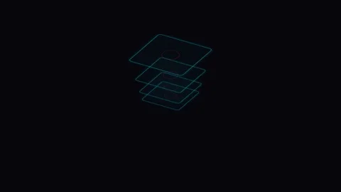 Abstract three dimensional wireframe cube structure on a black background Vidéo 336262522