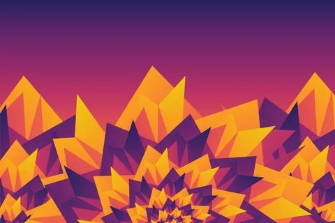 Abstract three flowers pattern at the bottom of the illustration with geometric Stock Illustration