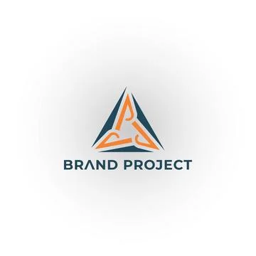 Abstract three letters P form a Triangle in blue and orange color Stock Illustration