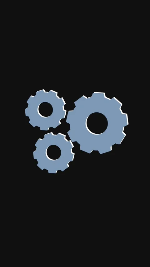Abstract three moving gears icon animation video clip on black background i.. Stock Footage 331811675