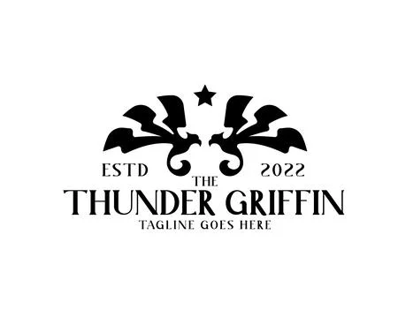 Abstract thunder griffin logo vector silhouette icon Stock Illustration