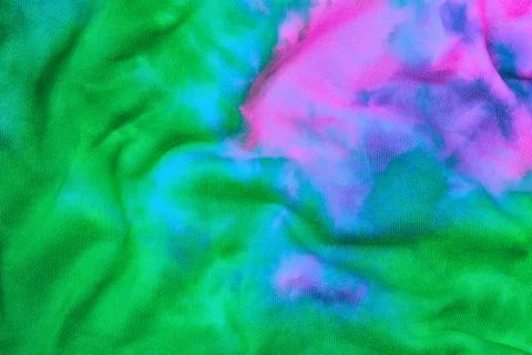 Abstract tie dye multicolor fabric cloth purple pattern texture Stock Photos