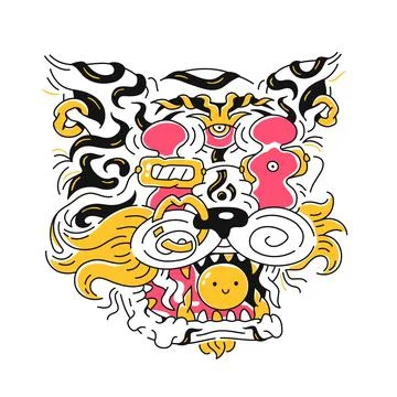 Abstract tiger head. Vector hand drawn cartoon doodle illustration icon Stock Illustration
