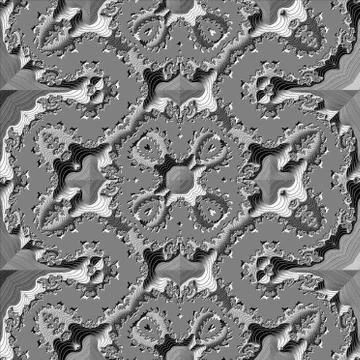 Abstract tile with metallic silver embossed layered patterns Stock Illustration