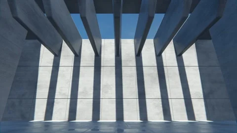 Abstract time-lapse motion graphic of flying into industrial concrete background Stock Footage 256068051
