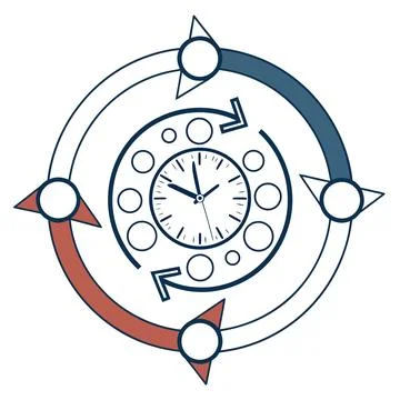 Abstract Time Management Symbol with Circular Flow Design Stock Illustration