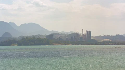 Abstract Timelapse of a Bayside Industrial Complex Stock Footage 54610267