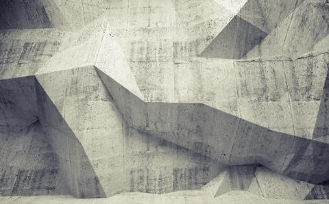Abstract toned concrete 3d interior with polygonal pattern on the wall 스톡 일러스트