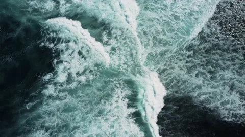 Abstract top down foamy ocean waves Stock Footage 155688601