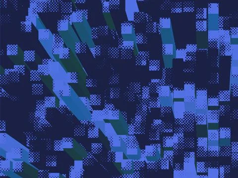 Abstract top view of rectangular blue and light blue pillars Stock Illustration