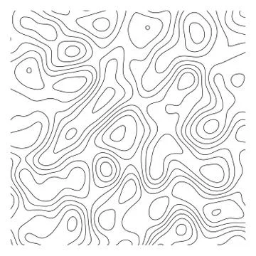Abstract topoghrapic map. Thin black contour lines on white background. Vector Stock Illustration