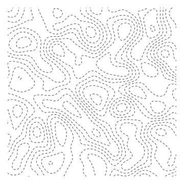 Abstract topoghrapic map. Thin black dashed contour lines on white background イラスト素材